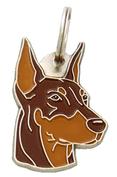 Dobermann orelhas cortadas marrom <br> (placa de identificação para cães, Gravado incluído)